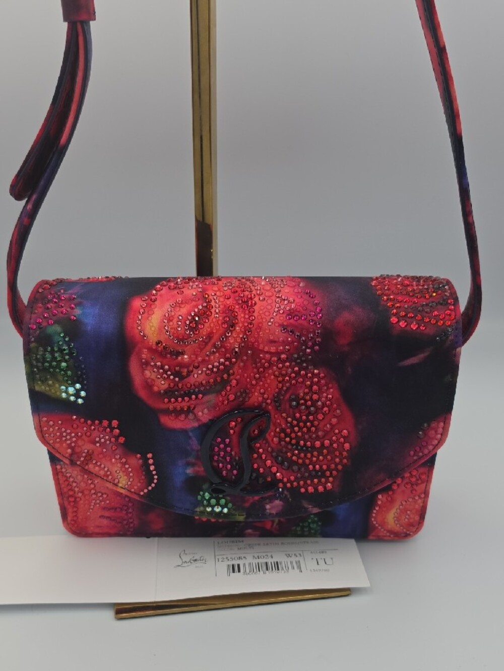 Christian Louboutin Loubi54 Crepe Satin Roses Small Crossbody (NWT)COA💙🌹💙 - Picture 2 of 16